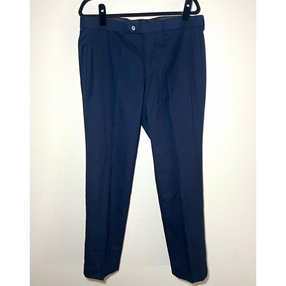 Lauren Ralph Lauren Men's Blue Dress Pants Flat Front Slim Straight Twill 34x30
